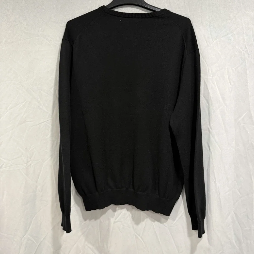 Polo Ralph Lauren Sweater Mens XL Black V Neck Cotton Knit Pullover